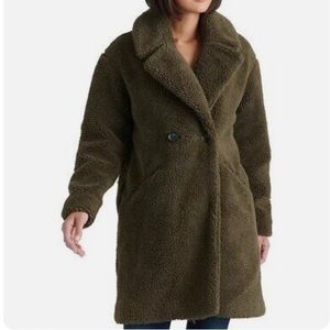NWOT Lucky Brand Sherpa Teddy Coat Size XS Olive Green